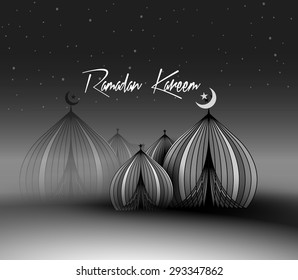 Eid Mubarak ( Ramadan Kareem ) concept with illustration of mosque.