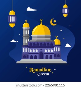 Eid Mubarak Ramadan Kareem Festival Vector Greeting Background Template