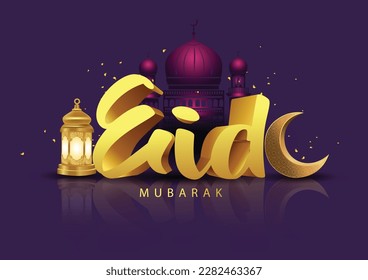 Eid mubarak and ramadan kareem islamic greeting card , poster, banner design, abstract vector illustration