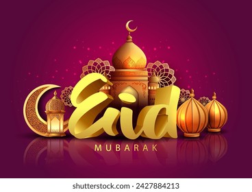 Eid mubarak and ramadan kareem islamic greeting card , poster, banner design, abstract vector illustration design