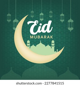 Eid mubarak Ramadan Kareem vector social media post design 