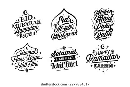 Eid mubarak and ramadan lettering collection