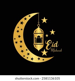 Eid Mubarak or Ramadan on Islamic design concept with a moon