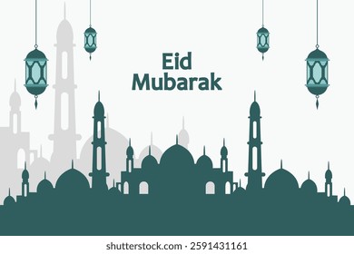 Eid Mubarak Ramadan social media post Islamic religious festival vector decoration and Eid Ramzan Kareem Mubarak.