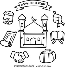 Eid mubarak Ramadhan coloring card