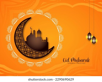 Eid Mubarak religious muslim festival greeting background design vector