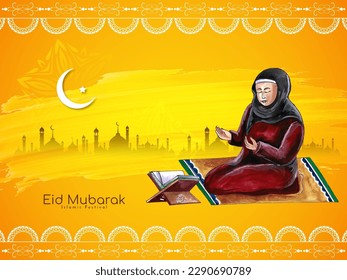 Eid Mubarak religious muslim festival greeting background design vector