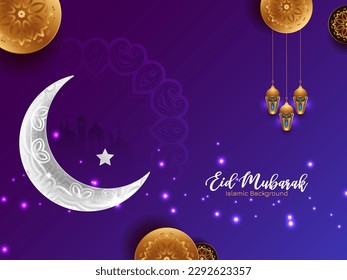 Eid Mubarak religious muslim festival decorative background design vector