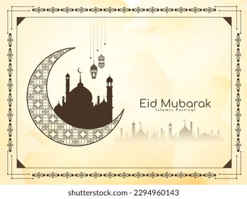 Eid Mubarak religious muslim festival decorative background design vector