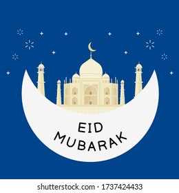 Eid mubarak with religious temple