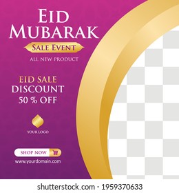 Eid Mubarak Sale creative vector social media post template . Eid Mubarak Sale Modern social media post feed. Perfect for social media post.