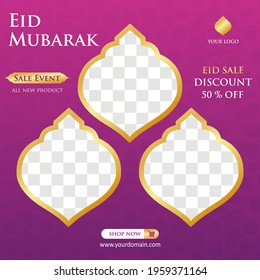 Eid Mubarak Sale creative vector social media post template . Eid Mubarak Sale Modern social media post feed. Perfect for social media post.