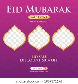 Eid Mubarak Sale creative vector social media post template . Eid Mubarak Sale Modern social media post feed. Perfect for social media post.