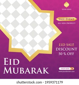 Eid Mubarak Sale creative vector social media post template . Eid Mubarak Sale Modern social media post feed. Perfect for social media post.