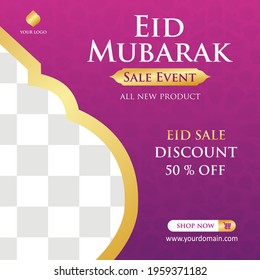 Eid Mubarak Sale creative vector social media post template . Eid Mubarak Sale Modern social media post feed. Perfect for social media post.