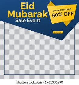 Eid Mubarak sale creative vector social media post template collection. Eid Mubarak Sale Modern social media post feed. Perfect for social media post.