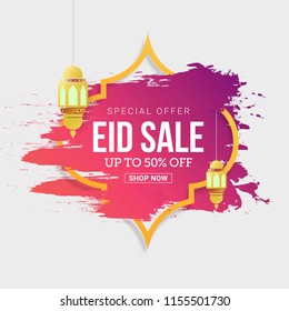 Eid Mubarak Sale design tag with 50% discount