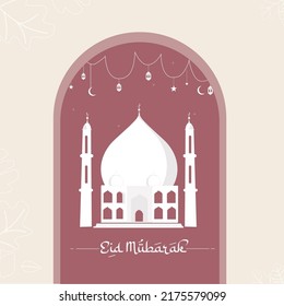 Escena de Eid Mubarak con mezquita, mezquita