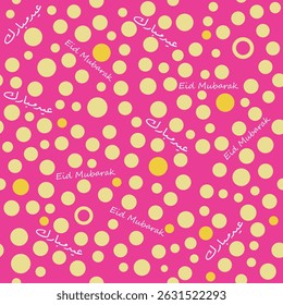 Eid mubarak Seamless pattern with polka dots on pink pink background. modern repeat design ideal for textiles, branding, packaging and wallpapers.