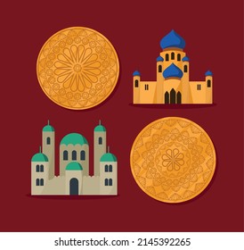 eid mubarak set four icons