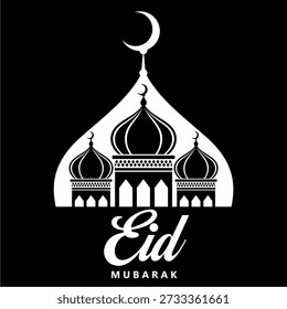 Eid mubarak silhouette background vector image,modern and elegance design concept,can be for poster or ramadan banner inspiration