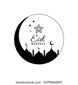 eid mubarak silhouette logo vector line art logo design