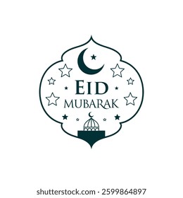 eid mubarak silhouette logo vector line art logo design