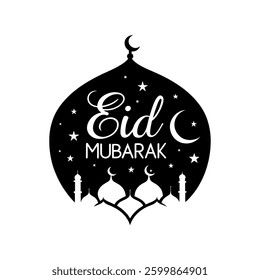 eid mubarak silhouette logo vector line art logo design