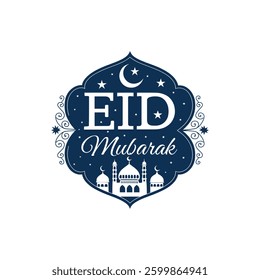 eid mubarak silhouette logo vector line art logo design