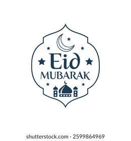 eid mubarak silhouette logo vector line art logo design