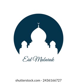 eid mubarak silhouette mosque flat design vector illustration. Arabic Muslim design for Ramadan Kareem. Vector mosque isolated on background. Landscape ramadan in muslim culture and islam religion.