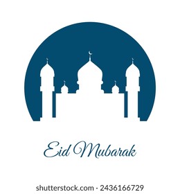 Eid Mubarak Silhouette Moschee flache Design Vektor-Illustration. Arabisch-muslimisches Design für Ramadan Kareem. Vektor-Moschee isoliert auf Hintergrund. Landschaft Ramadan in muslimischer Kultur und Islam Religion.