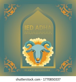 Fondo simple Eid Mubarak, para página de inicio y tarjeta con plantilla de oro.