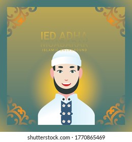 Eid Mubarak Simple Background, for landing page and card with gold template.
