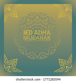 Eid Mubarak Simple Hintergrund, für Landing-Page und Karte mit goldener Vorlage.