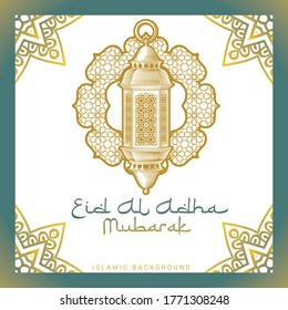 Eid Mubarak Simple Hintergrund, für Landing-Page und Karte mit goldener Vorlage.