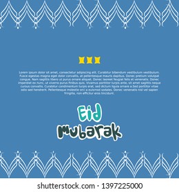 Eid mubarak with simple design, greeting card for Eid al-Fitr, eid mubarak, islamic holiday, greeting card with mosque pattern, blue background