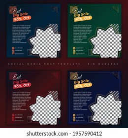 Eid Mubarak Social media post. set of social media post template with islamic design. good template for ramadan or eid design.