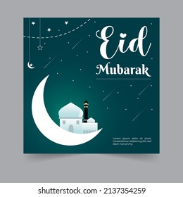 Eid mubarak social media post, eid ul fitr mubarak or eid ul adha design, holy day islamic social media post or ramadan kareem banner, geometric shape design background space for text