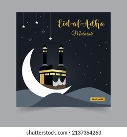 Eid mubarak social media post, eid ul fitr mubarak or eid ul adha design, holy day islamic social media post or ramadan kareem banner, geometric shape design background space for text