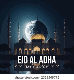 eid mubarak social media post vector design, islamic eid mubarak poster design