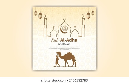 Eid Mubarak social media post template, square eid al adha banner design, Islamic festival social media post