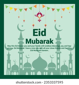 eid mubarak social media vector design. muslim traditional eid mubarak social design.