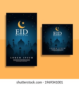 
eid mubarak sosial media template vector