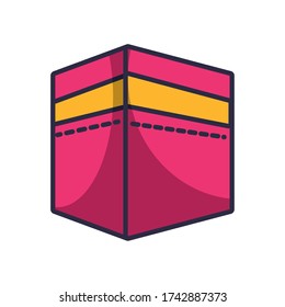 eid mubarak square mosque fill style icon vector illustration design