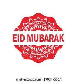 Eid Mubarak Stamp Design. stamp. sticker. seal. round grunge vintage flower eid mubarak sign