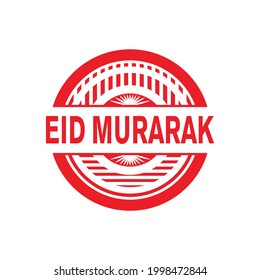 Eid Mubarak. stamp. sticker. seal. round grunge vintage eid mubarak sign.
