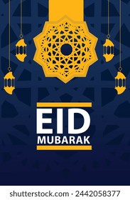 Eid Mubarak template design with lantern