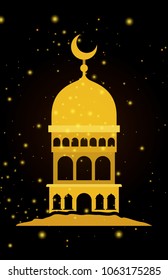 eid mubarak temple facade with moon