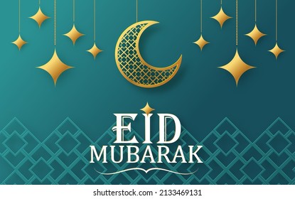Eid mubarak with text and color background.